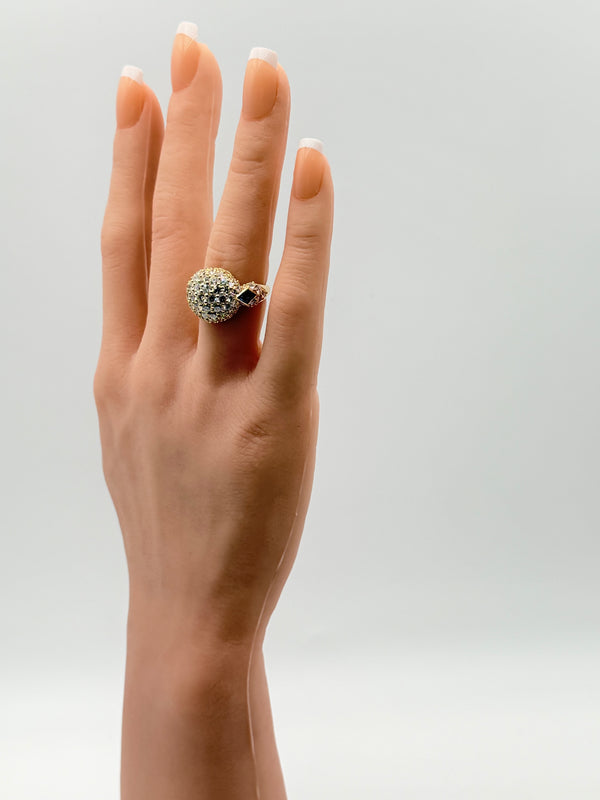 Piaget Pavé Diamond & Sapphire Dome Ring (750 Yellow Gold)