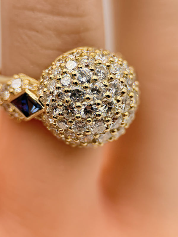 Piaget Pavé Diamond & Sapphire Dome Ring (750 Yellow Gold)
