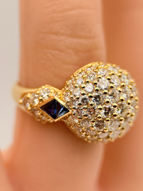 Piaget Pavé Diamond & Sapphire Dome Ring (750 Yellow Gold)
