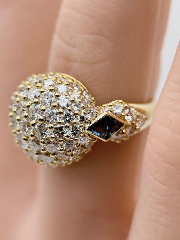 Piaget Pavé Diamond & Sapphire Dome Ring (750 Yellow Gold)