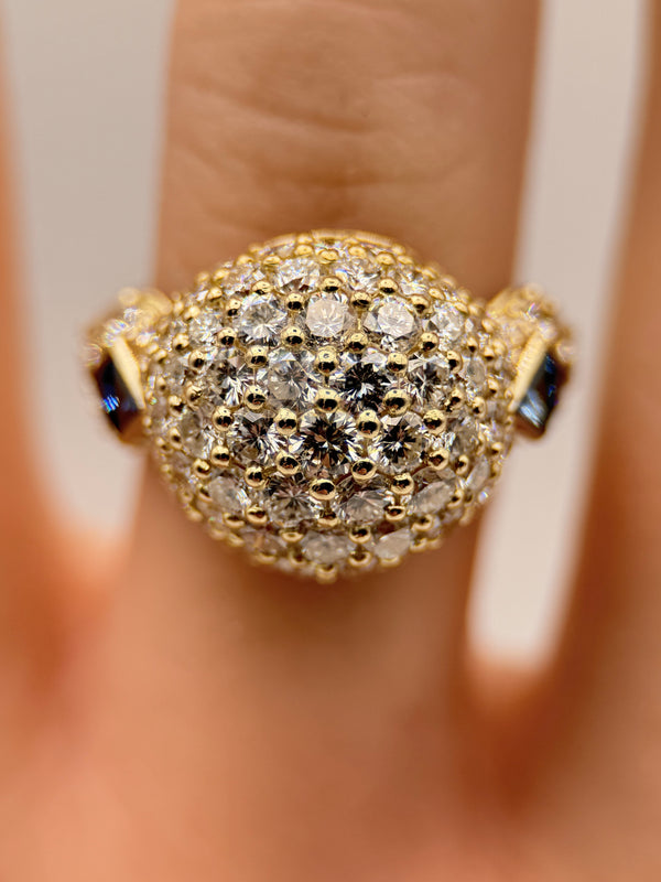 Piaget Pavé Diamond & Sapphire Dome Ring (750 Yellow Gold)