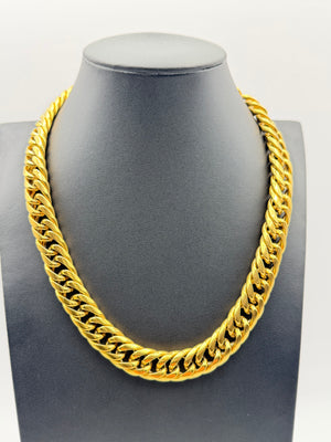 Heavy K18 Yellow Gold Cuban Link Necklace