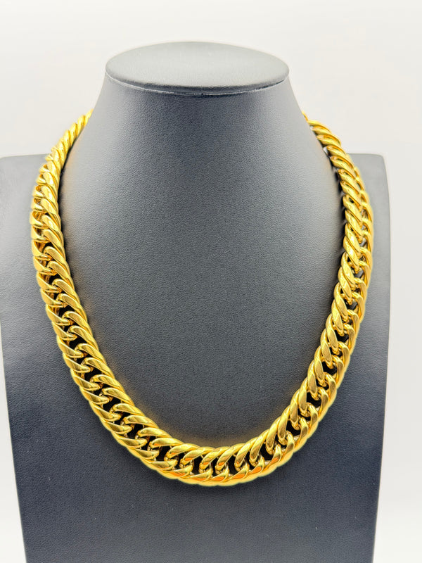 Heavy K18 Yellow Gold Cuban Link Necklace