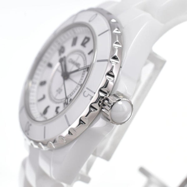シャネル CHANEL H0968 J12 デイト ホワイトセラミック ホワイト クォーツ レディース 美品 腕時計 J#150437