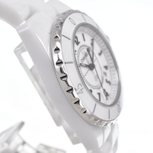 シャネル CHANEL H0968 J12 デイト ホワイトセラミック ホワイト クォーツ レディース 美品 腕時計 J#150437