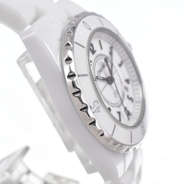 シャネル CHANEL H0968 J12 デイト ホワイトセラミック ホワイト クォーツ レディース 美品 腕時計 J#150437