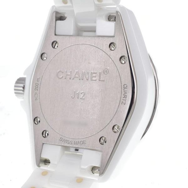 シャネル CHANEL H0968 J12 デイト ホワイトセラミック ホワイト クォーツ レディース 美品 腕時計 J#150437