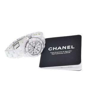 シャネル CHANEL H0968 J12 デイト ホワイトセラミック ホワイト クォーツ レディース 美品 腕時計 J#150437