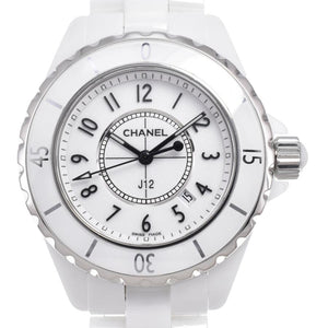 シャネル CHANEL H0968 J12 デイト ホワイトセラミック ホワイト クォーツ レディース 美品 腕時計 J#150437