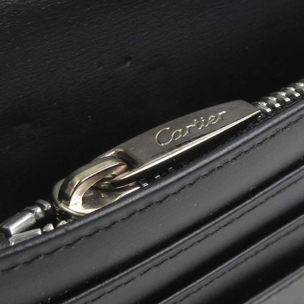 カルティエ CARTIER 二つ折り長財布 レザー ブラック