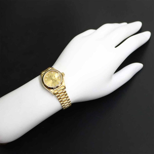 ロレックス ROLEX デイトジャスト 69178G N番 レディース 腕時計 10P ダイヤ シャンパンゴールド 金無垢 K18YG 自動巻き Datejust 90325962