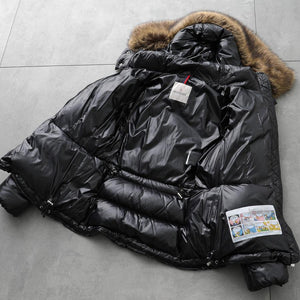 MONCLER モンクレール ダウンジャケット LAITUE レチュ 1A00101 68950 レディース ファー フード付き ベルト付き アイコンパッチ 999 1A0010168950999