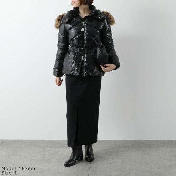 MONCLER モンクレール ダウンジャケット LAITUE レチュ 1A00101 68950 レディース ファー フード付き ベルト付き アイコンパッチ 999 1A0010168950999