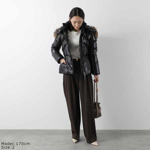 MONCLER モンクレール ダウンジャケット LAITUE レチュ 1A00101 68950 レディース ファー フード付き ベルト付き アイコンパッチ 999 1A0010168950999