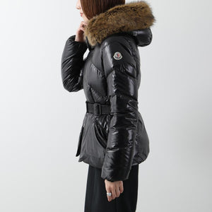 MONCLER モンクレール ダウンジャケット LAITUE レチュ 1A00101 68950 レディース ファー フード付き ベルト付き アイコンパッチ 999 1A0010168950999