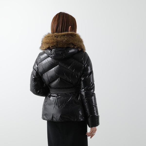 MONCLER モンクレール ダウンジャケット LAITUE レチュ 1A00101 68950 レディース ファー フード付き ベルト付き アイコンパッチ 999 1A0010168950999